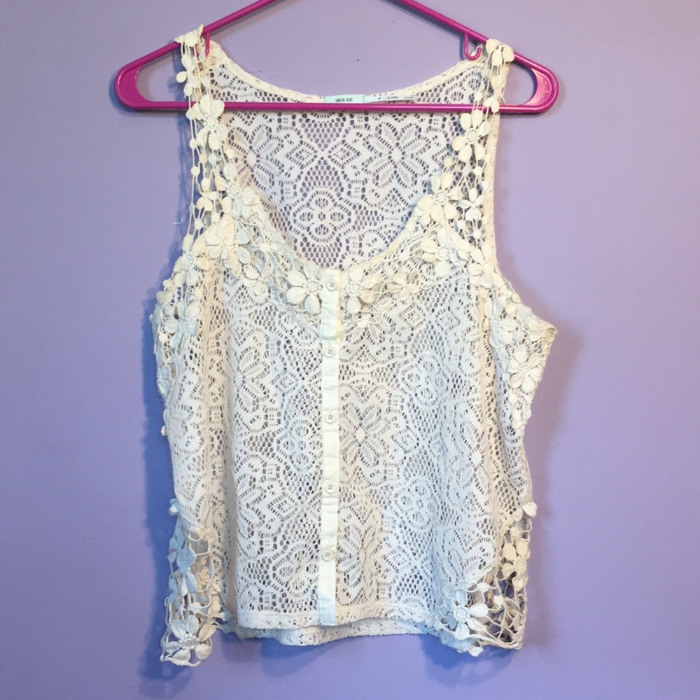 Lace Summery Button Down Tank Top